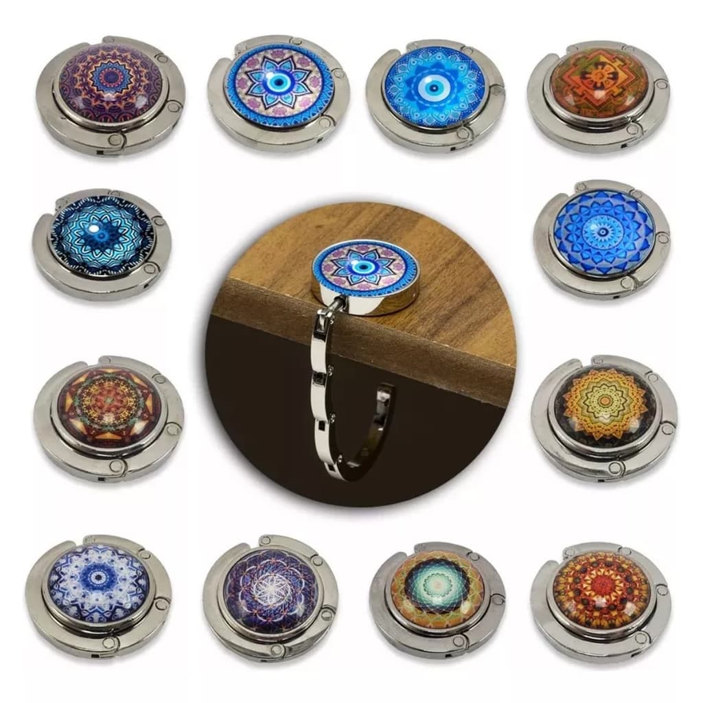 Suporte Bolsa Gancho de Mesa Dobrável Metal Portátil Articulável Cabide Cores Sortidas Atacado 10un