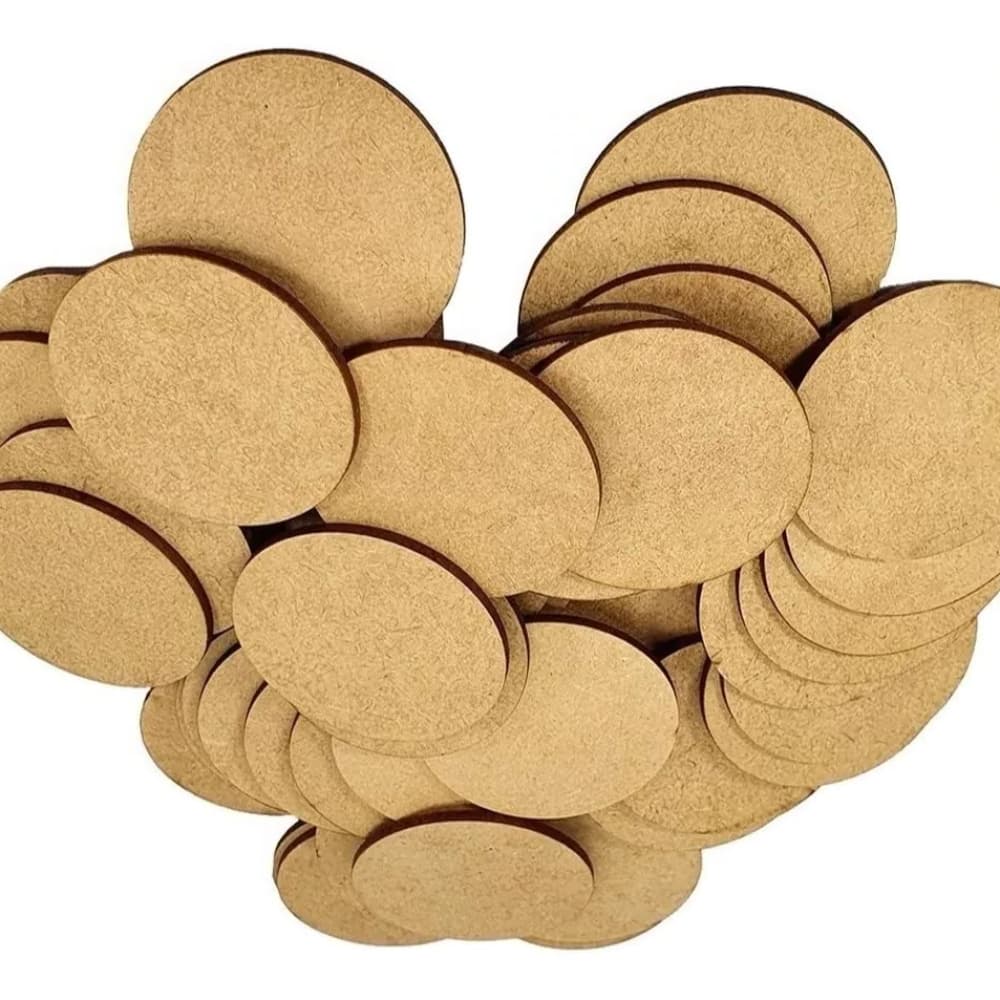 Kit Sousplat Com 100 Bolachas 8cm Cru Circulo Base Mdf 3mm