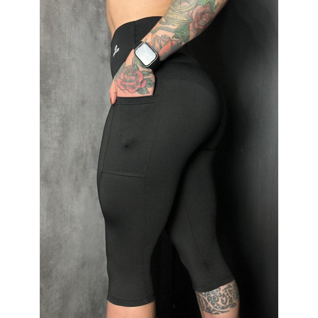 Calça Legging Corsário Capri Fitness Com Bolso e Cós Alto