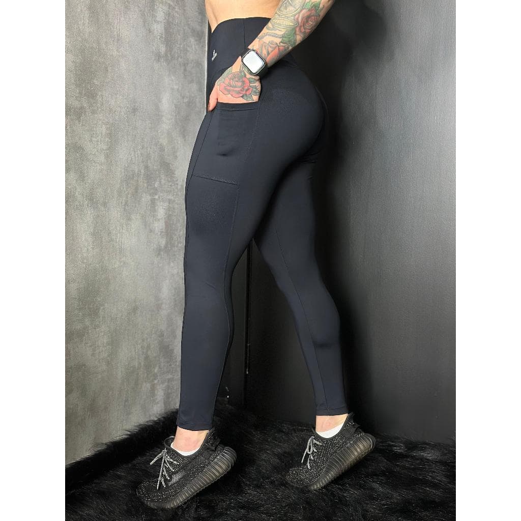 Calça Legging Feminina Fitness Suplex Cintura Alta Com Bolso