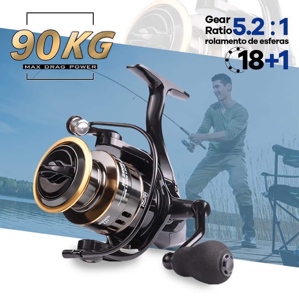 250kg Max Arraste Molinete De Pesca De Metal EVA HE1000-7000  Cana Em Água Salgada.