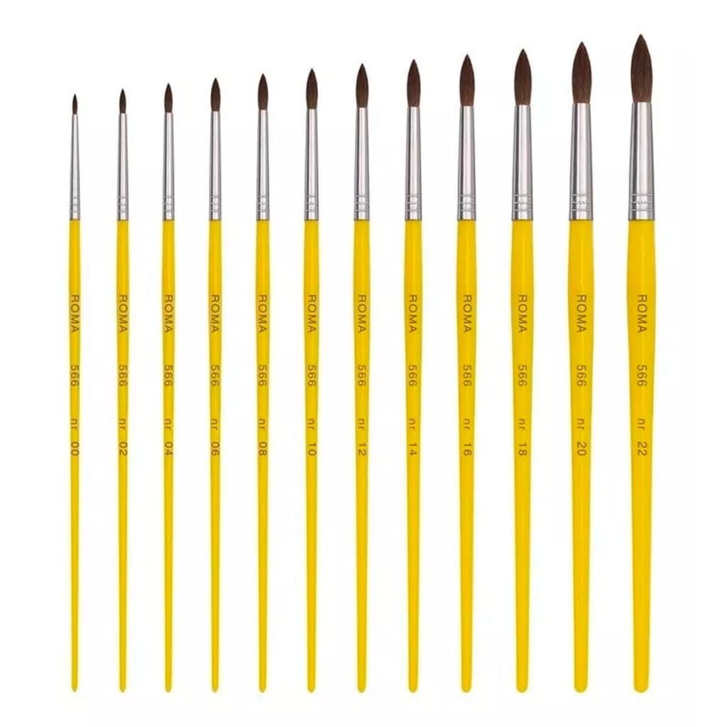 Pincel Artesanato Roma 566 Ponta Redonda Pelo De Pônei Número 0 ao 22