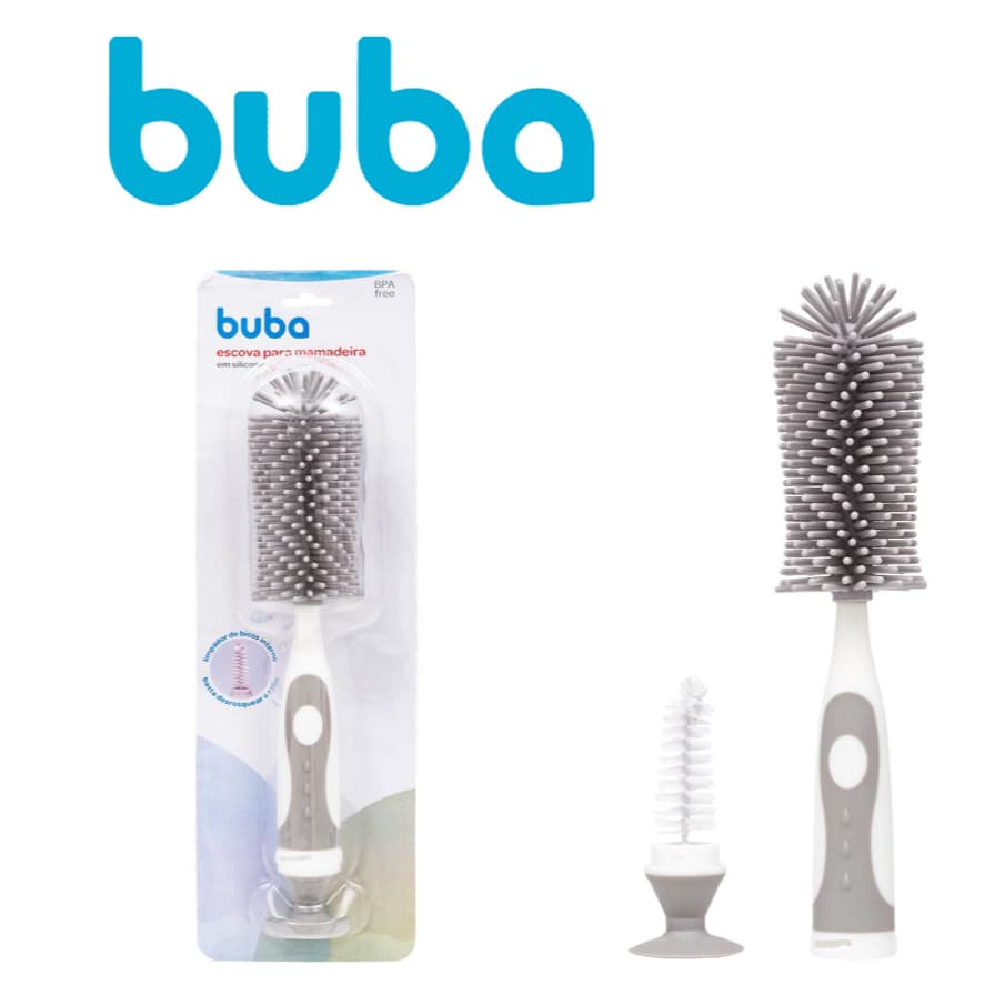 Escova de Silicone Lavar Garrafa Copo Mamadeira do Bebê Buba