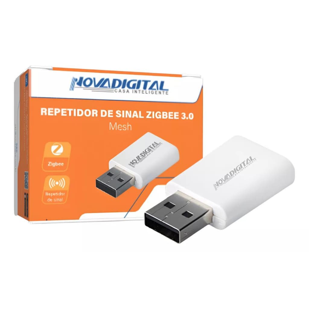 Repetidor de Sinal Zigbee 3.0 Malha Rede Mesh Novadigital ZTS USB Tuya Cor Branco