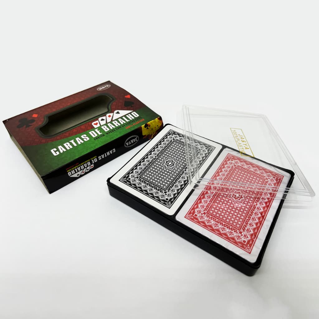 2 Jogos de Baralho Barcelona Plastificado Plástico Resistente C/ Estojo A Prova D’Agua