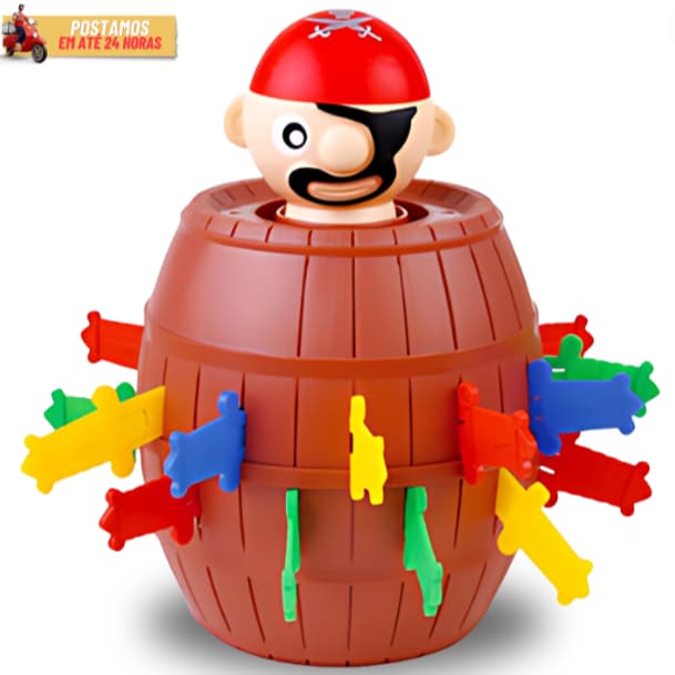 Brinquedo Infantil Barril Do Pirata Jogo Pula Pirata Peças Coloridas Grande ou Pequeno