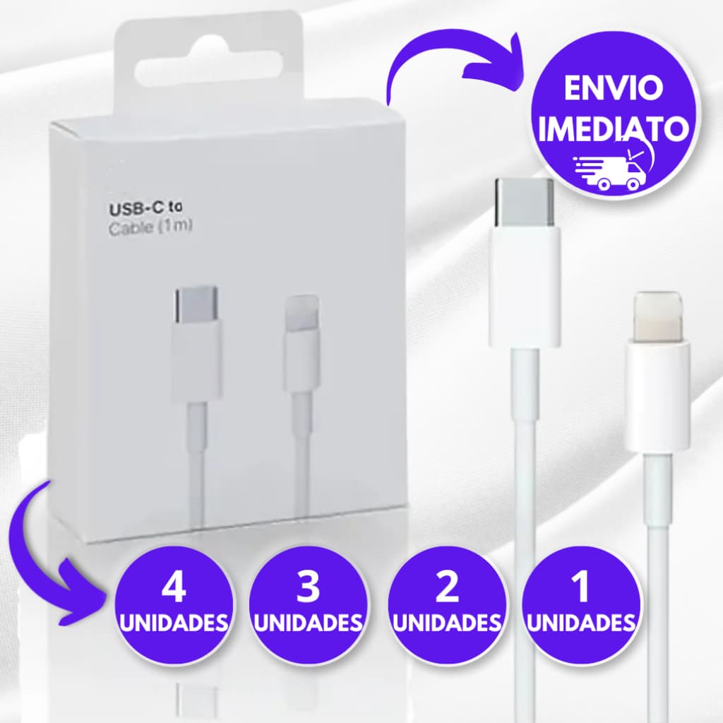KIt 1 2 3 ou 4 Cabo de IPhone Turbo De Máxima Durabilidade