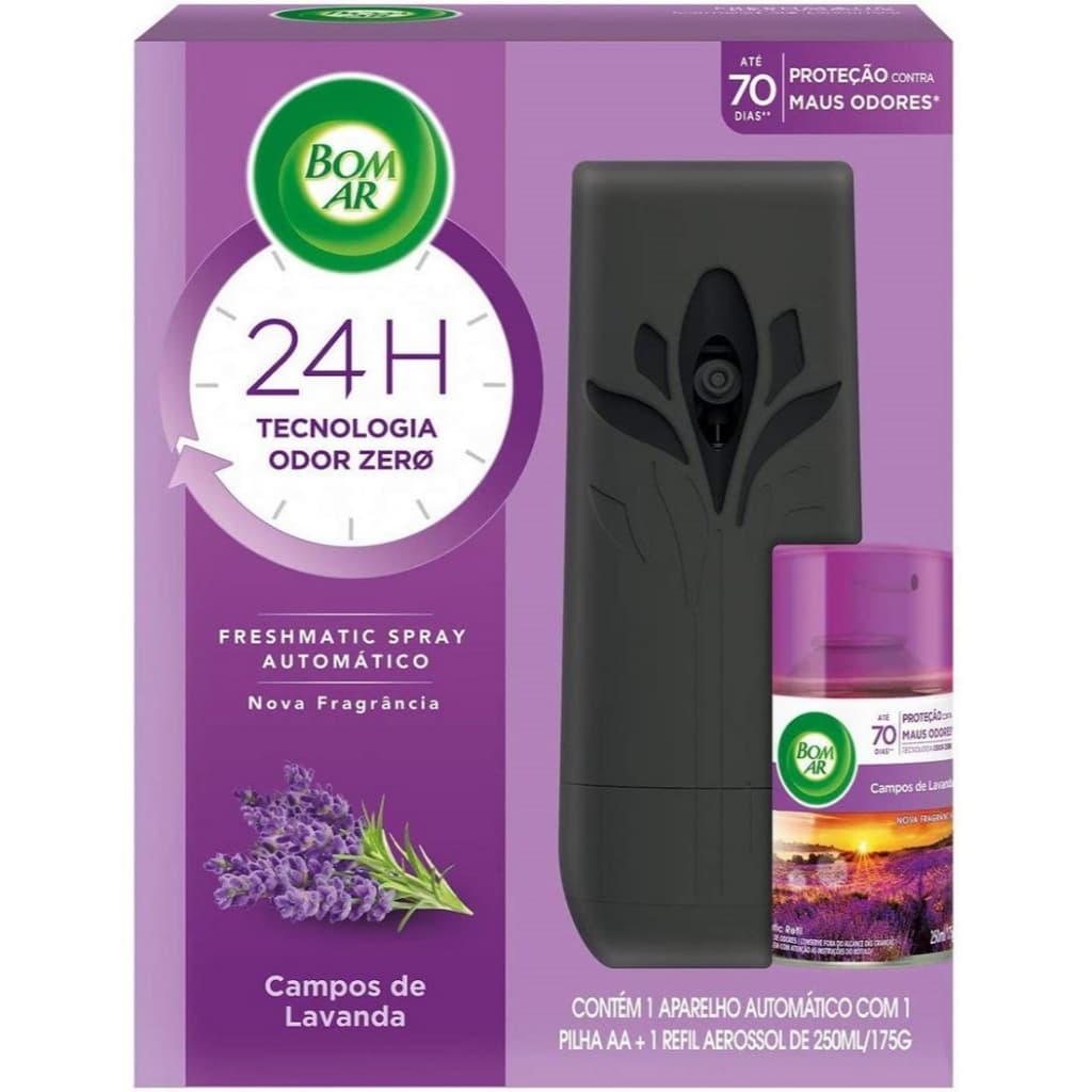 Aromatizador de Ambiente Bom Ar Freshmatic Spray - Automático com Refil 250ml - LAVANDA