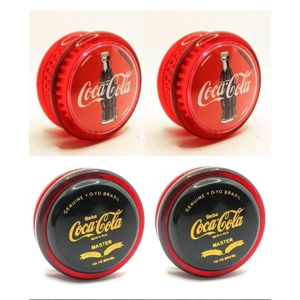 Kit 4 YO-YO Profissionais Coca-Cola Genuine Russel Anos 80 Eixo Fixo e Rolamento +3 Cordinhas