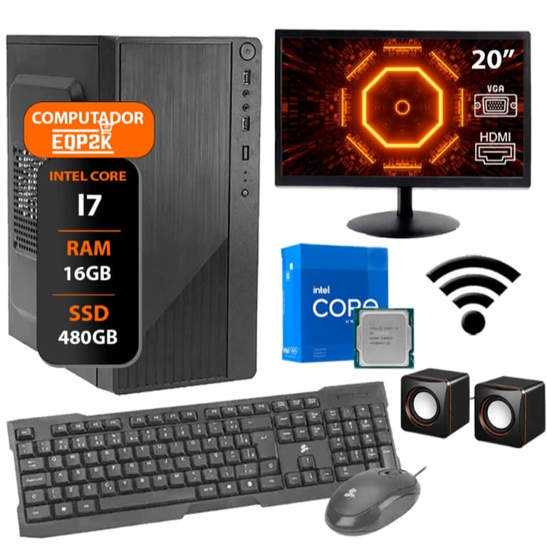Computador Intel Core I7 3°gera. Ssd 480gb 16gb Memória Ram Monitor 20