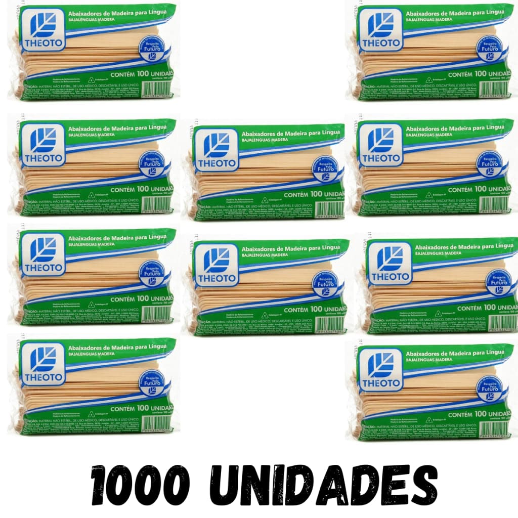 1000 Abaixador de língua Espátula para Depilação Palito de Madeira Theoto