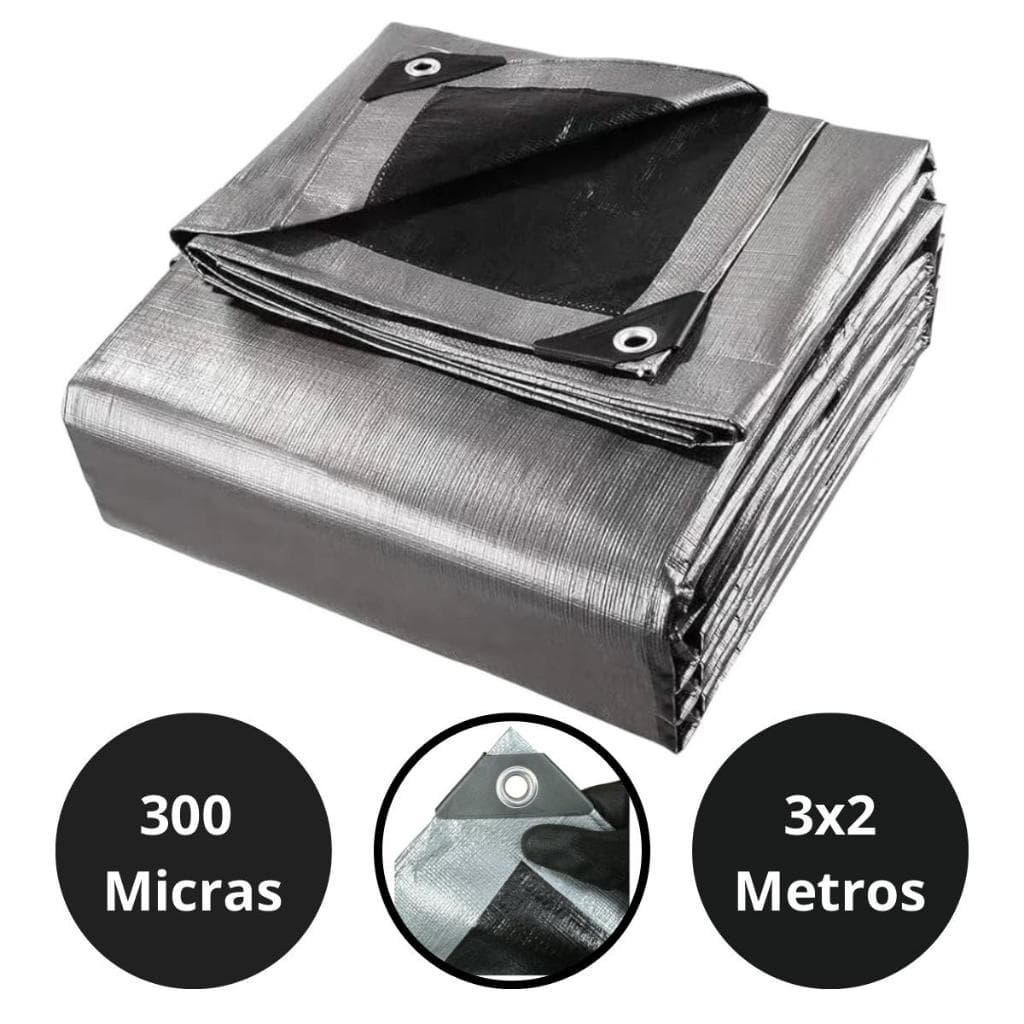 Lona 3x2 Blackout Cinza Preta Impermeável 300 Micras Grossa 190g/m2 TNT