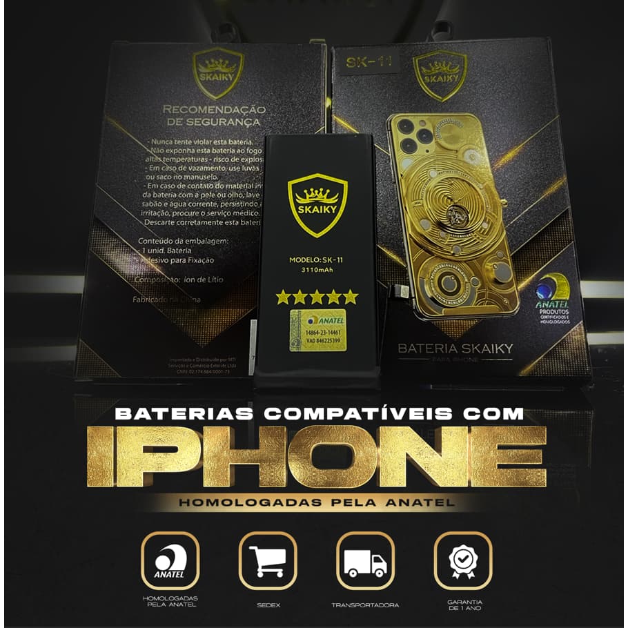 Bateria Premium Compatível Para IOS IPhones Certificação Anatel Garantia de 1 Ano Todos Modelo