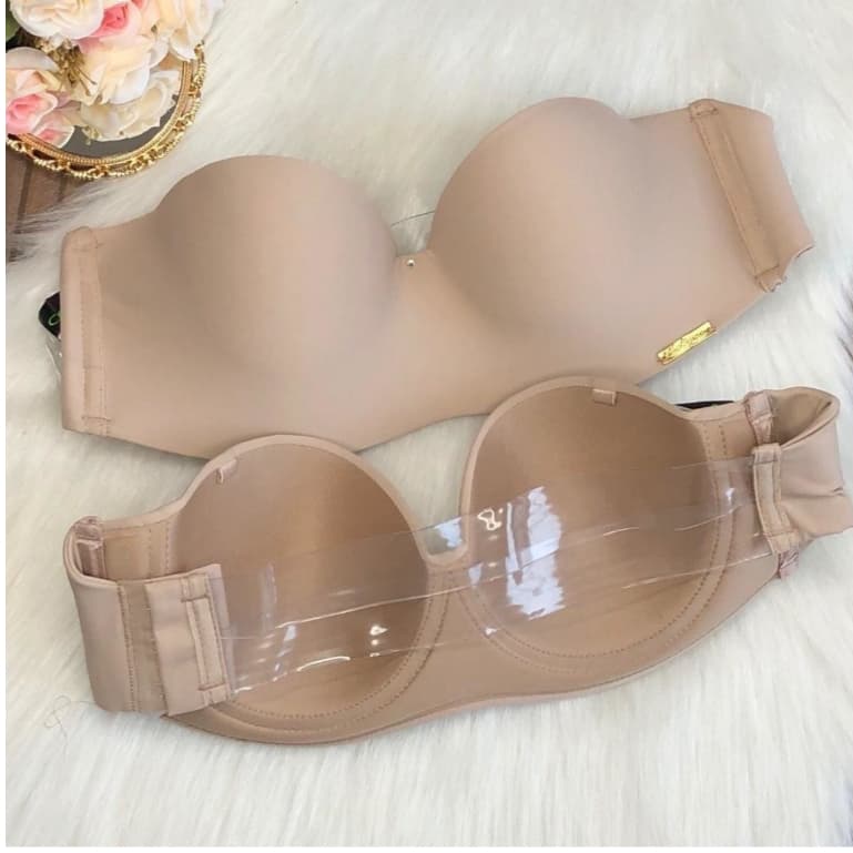 Sutiã Costas Silicone com Bojo Feminino Roupa Íntima Tomara que Caia Halter sem Alça