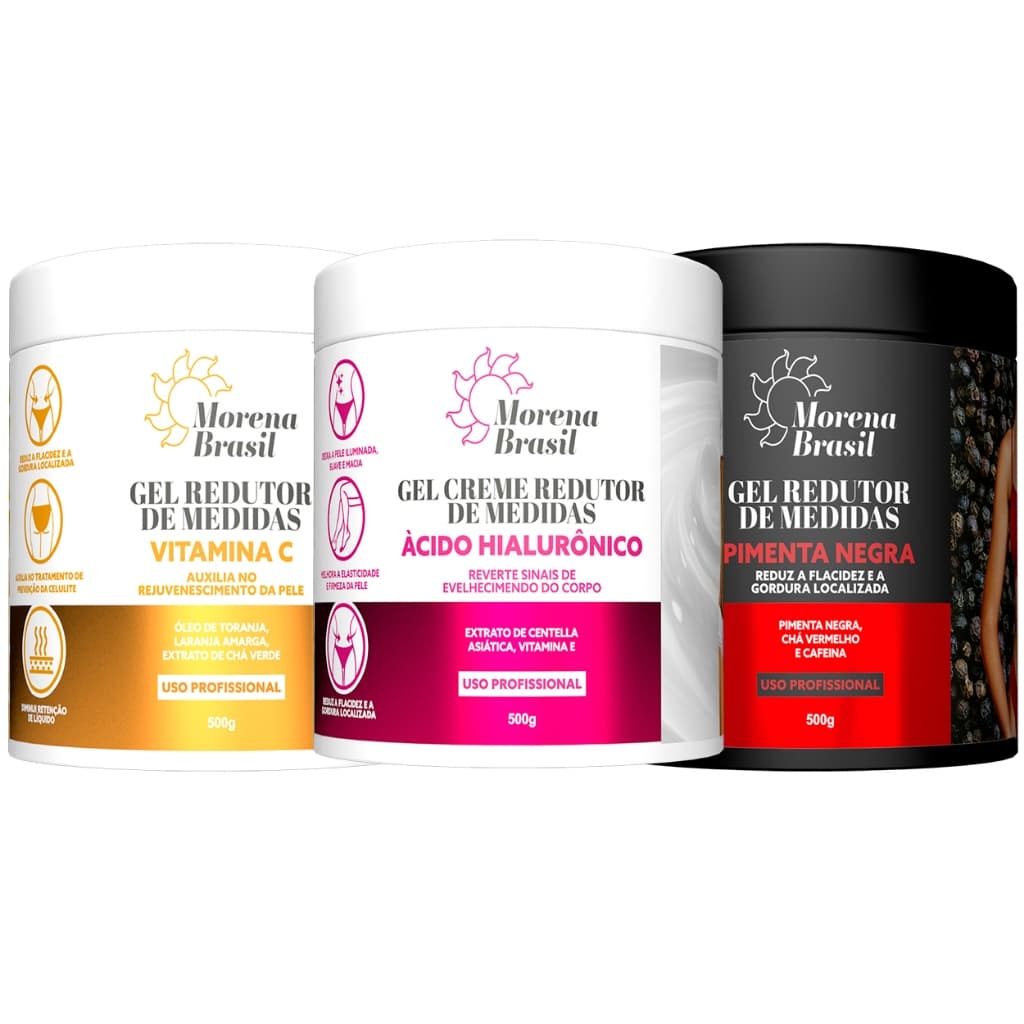 Kit Gel Redutor de Medidas - Pimenta Negra + Laranja Amarga + Ácido Hialurónico