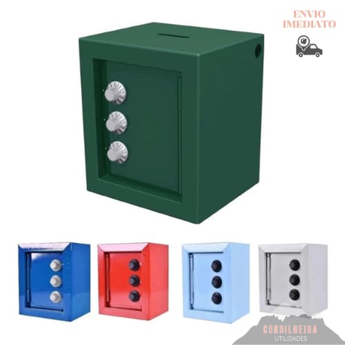 Mini Cofre Cofrinho de metal com senha para moedas e cédulas