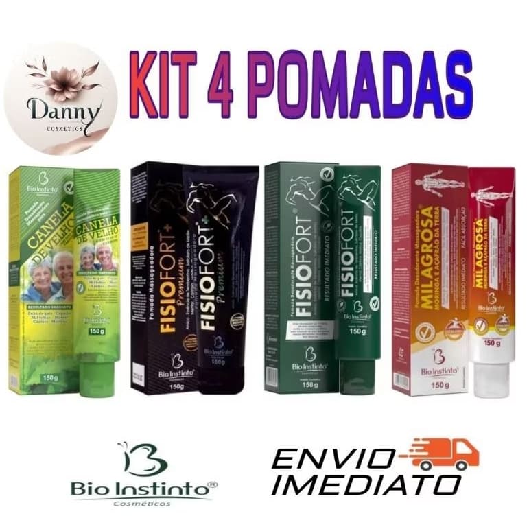 Kit 4 Pomada Massageadora Tira Dor Muscular  - Bio Instinto