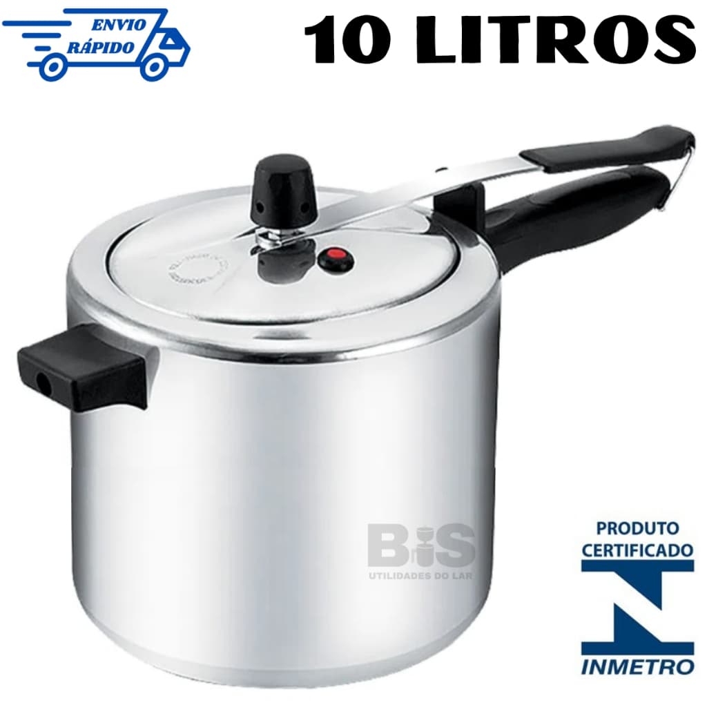Panela De Pressão 10 Litros Testada e Certificada Pelo Inmetro Ótima Pressão 10L
