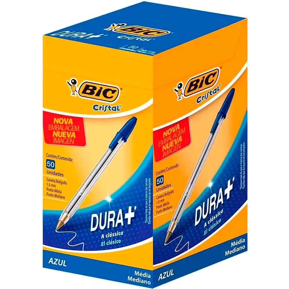 Caneta Esferográfica Bic Cristal Média 1.0mm C. 50 Unidades 25 Unidades Diversos tamanhos