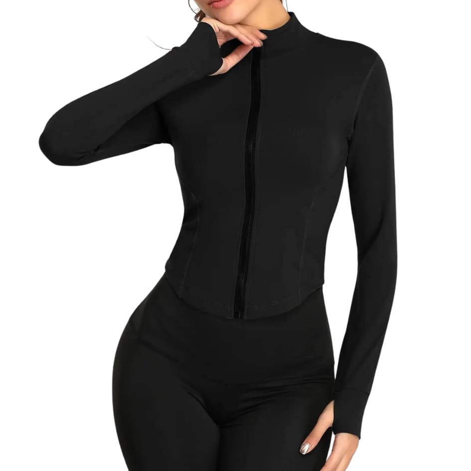 Jaqueta Slim Esportiva Premium Seca Rápido Dedinho Treino Corrida Crossfit Musculação Estilo Gringa