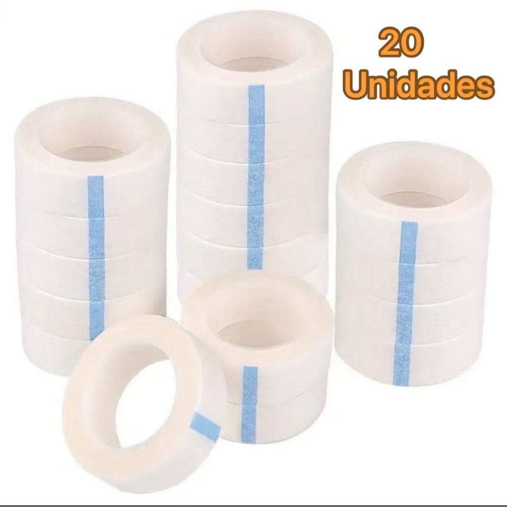 Kit 20 Fitas Micropore Antialérgica Alongamento e Extensão Cílios 10m