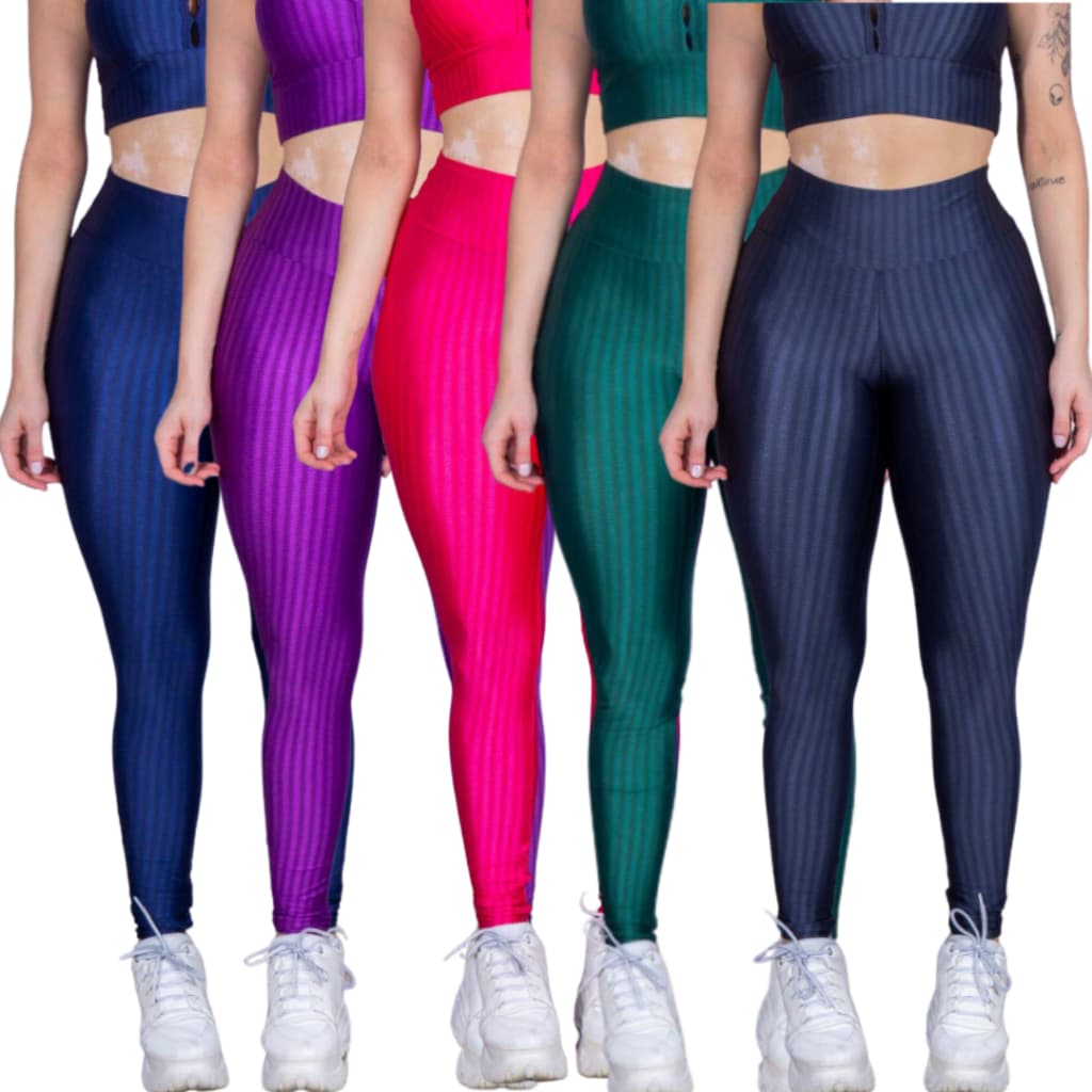 Kit 3 Calça Leg Legging 3D Feminina Academia Cintura Alta Levanta Bumbum