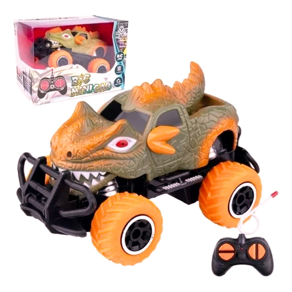 Carrinho de Controle Remoto Monster Truck 4x4 Motorizado Dinossauro Infantil Criança Cores Sortidas