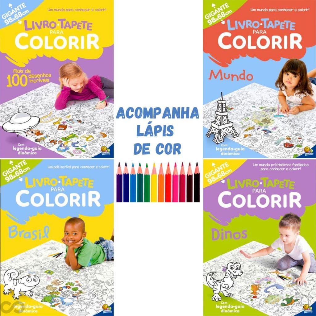 Livro de Colorir Infantil Tapete Gigante 100 Desenhos