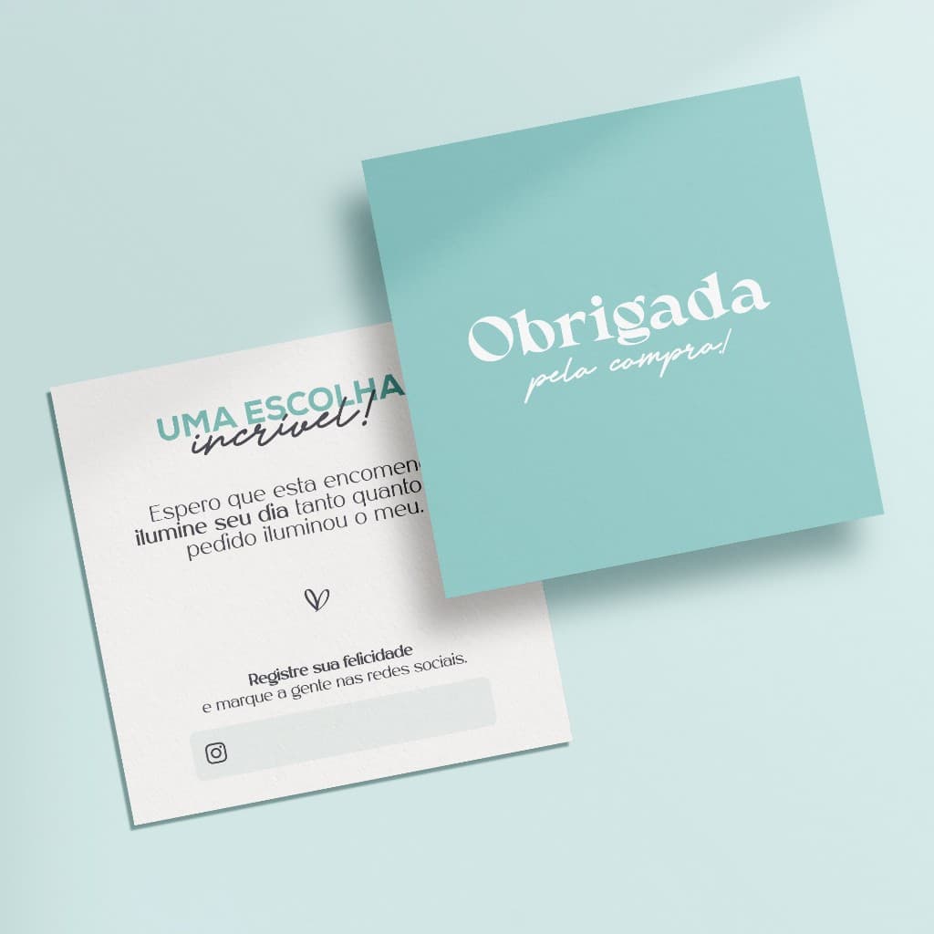 Cartão postal de agradecimento ao cliente azul tiffany - obrigada pela compra