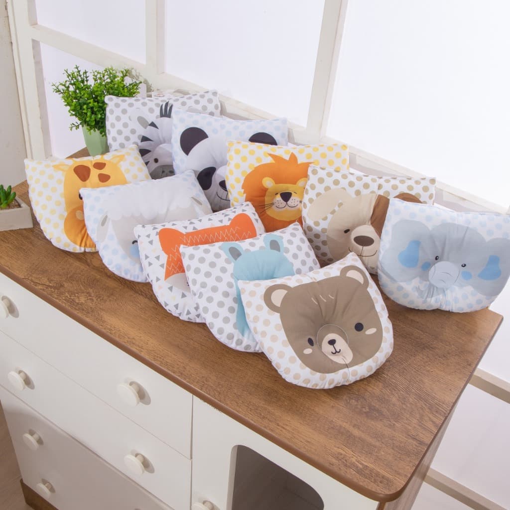Travesseiro Anatômico para Bebê de Bichinhos Feminino e Masculino