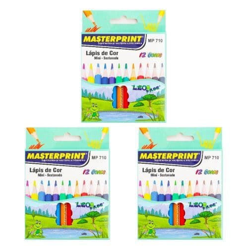 Kit 30 Caixas de Lápis de Cor Mini Caixa com 12 Cores Masterprint