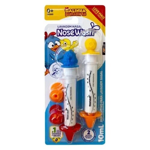 Kit c/2 Seringa para Lavagem Nasal para Bebês e Crianças - Galinha e Pintinho 10ml - Nosewash