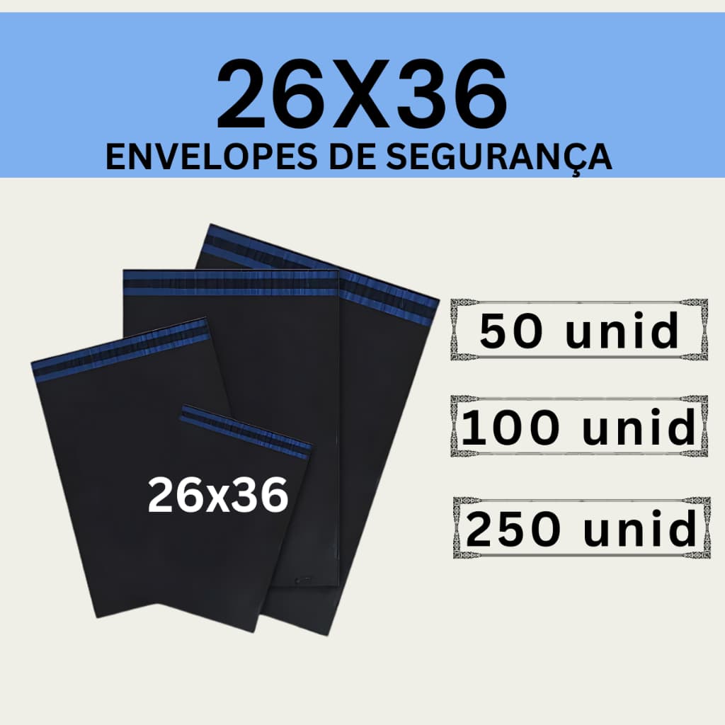 Envelope Segurança 26x36 Embalagem De Envio 50, 100 e 250 unidades