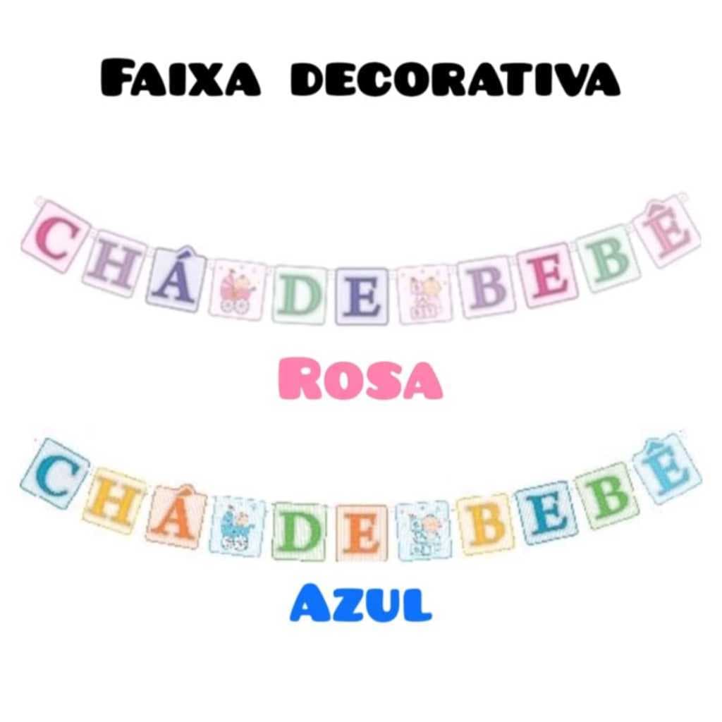 Faixa Bandeirinha Cha de Bebe Decorativa Menino e Menina Azul e Rosa NC TOYS