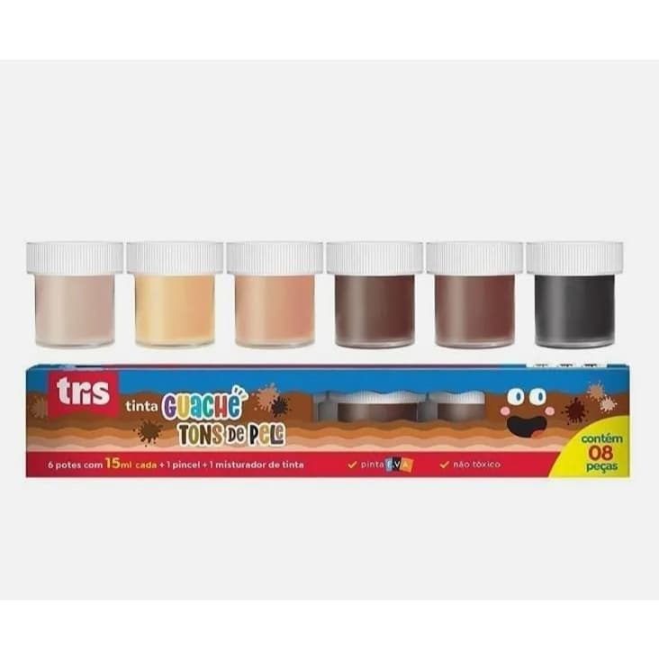 Tinta Guache Pote 15ml Caixa 6 Cores Tons De Pele - Tris