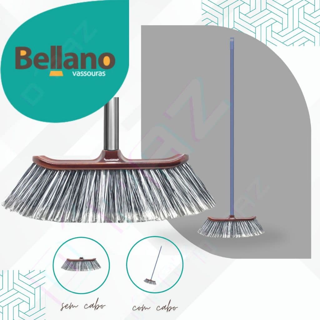 Vassoura Italiana Bellano Limpeza Macia de Casa com Cerdas Porcelanato e Ceramica