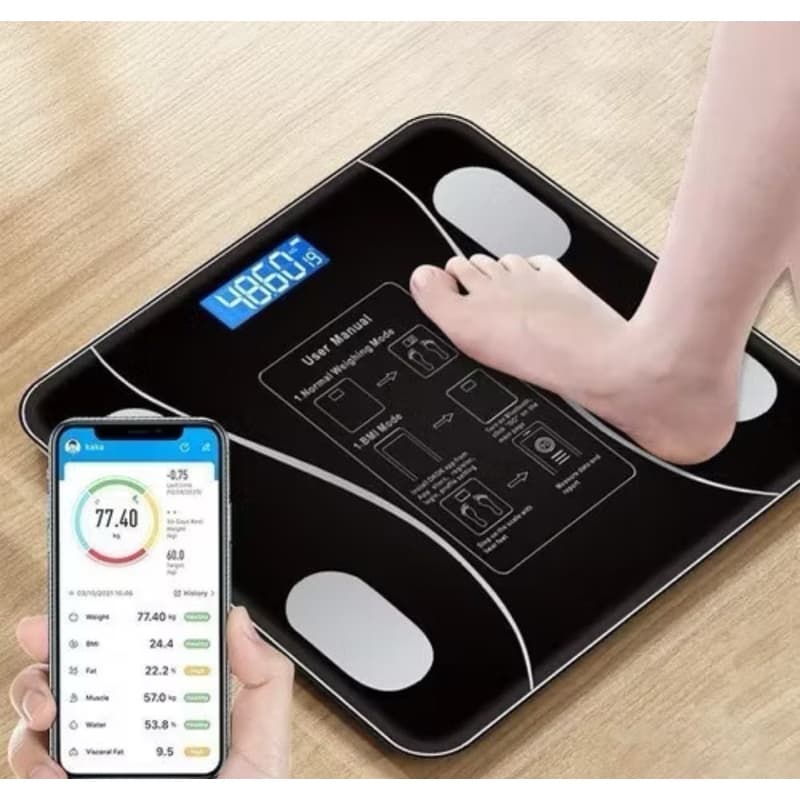 Balança Bioimpedância Corporal APP Bluetooth Suporta até 180 kg-envio imediato