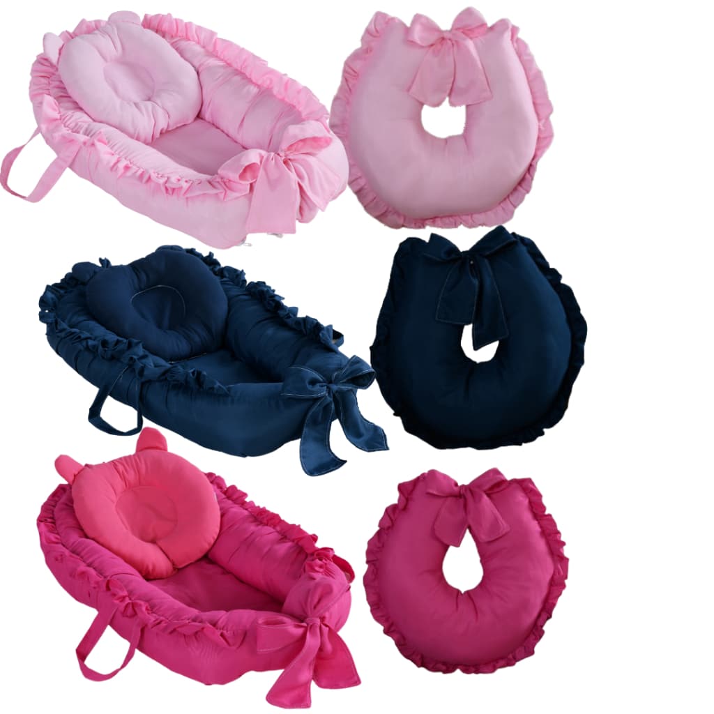 Ninho Redutor e Almofada Amamentação Babado Micro Percal