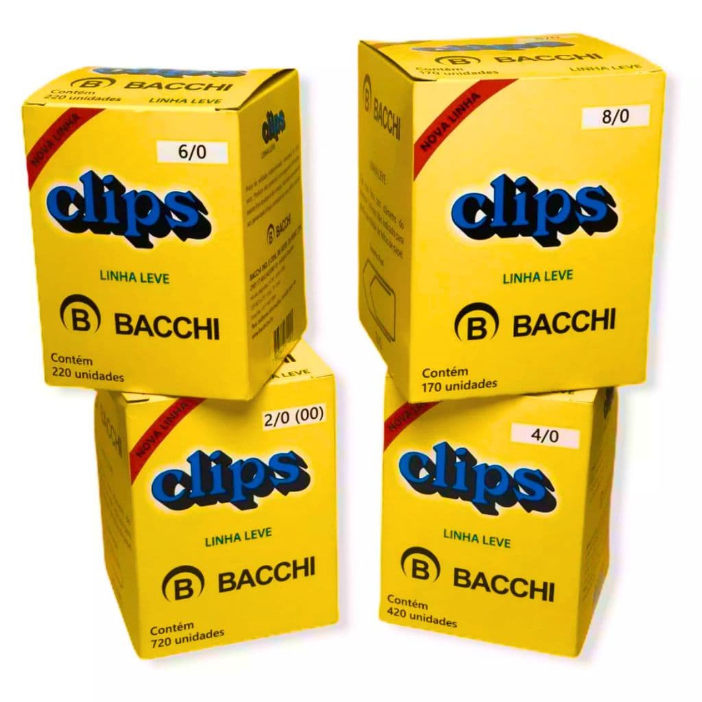 Clips Galvanizado para Escritório Caixas em Maior Quantidade | Tamanhos 2/0, 3/0, 4/0, 6/0, 8/0  | - Bacchi
