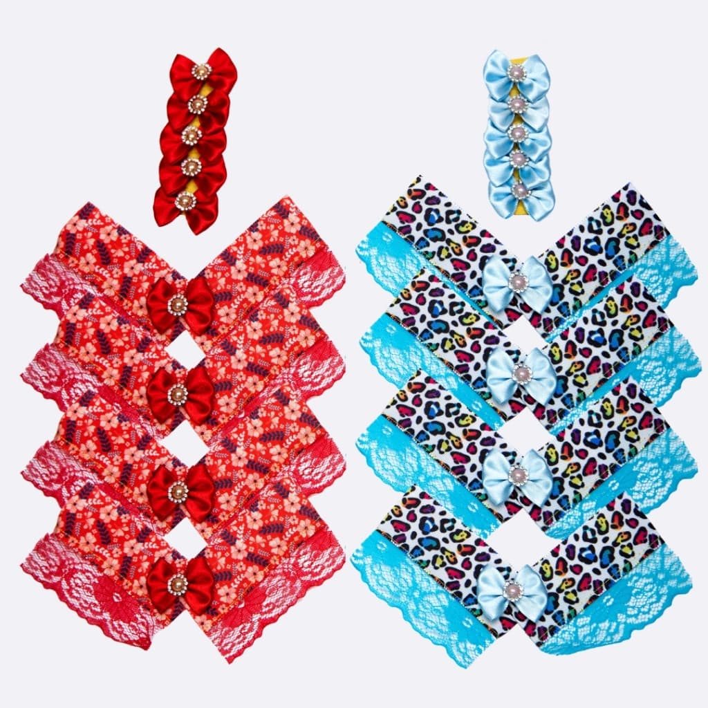 20 Gargantilhas Pet Fêmea Luxo Conjunto Com Laços Pet Shop