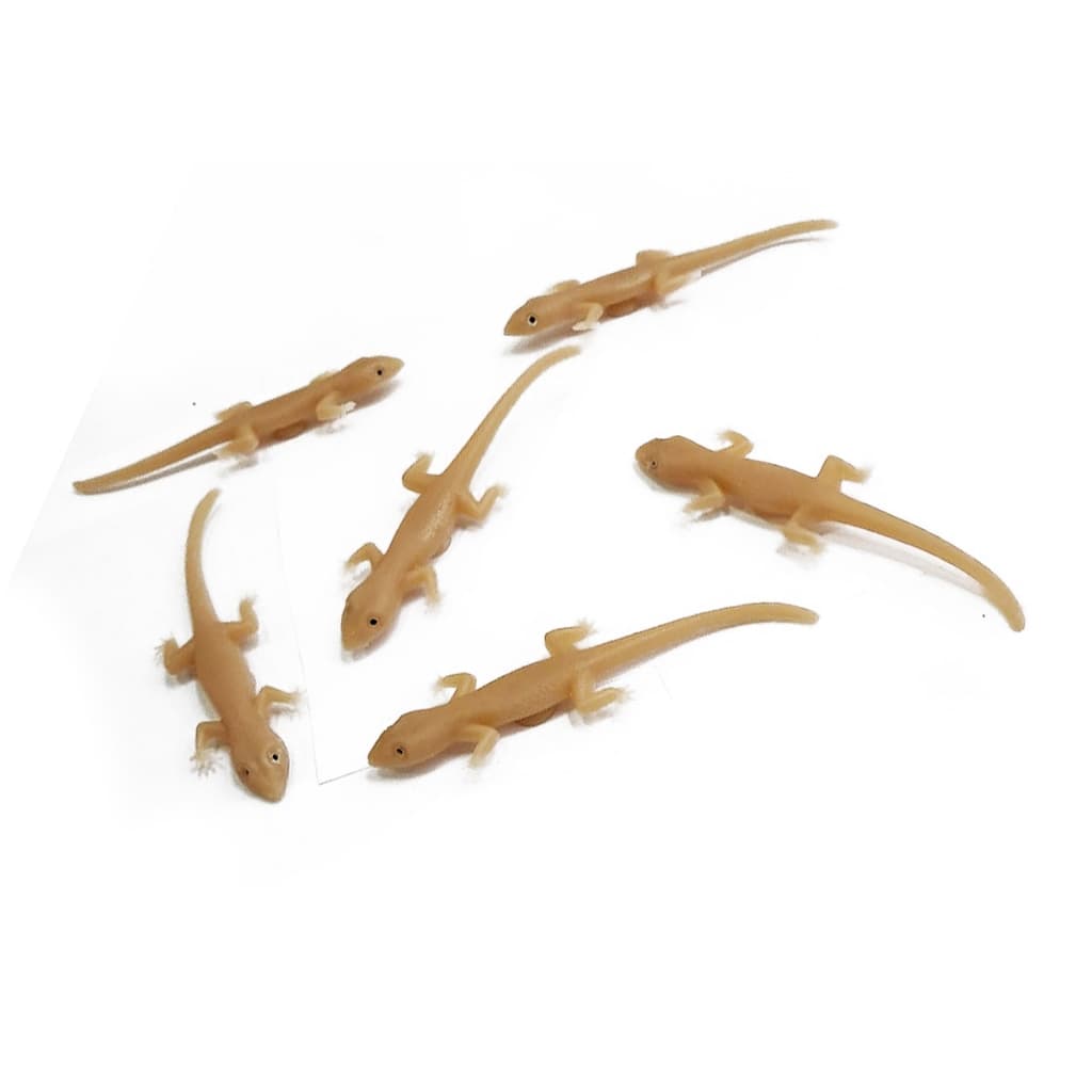Kit com 6 lagartixas realistas de brinquedo que gruda na parede para brincadeiras pegadinhas e decoração