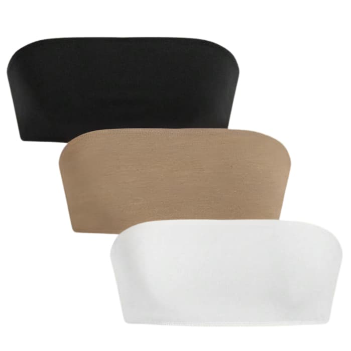 Kit 3 Tops Faixa Tomara Que Caia Cropped Sem Alça Básico Liso