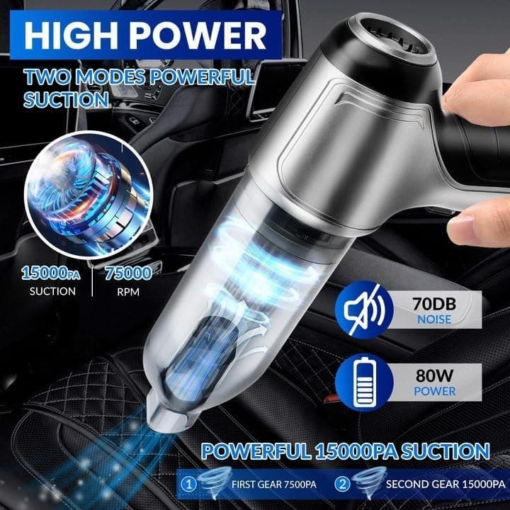 Aspirador e Soprador Portátil 5 em 1 - Alta Potência e Multifuncional para Limpeza Completa