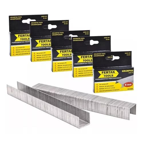 Grampo 8mm Para Grampeador Tapeceiro Prof. C/ 5.000 Grampos