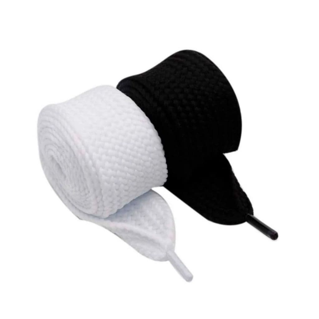 Kit Atacador Cadarço Poliéster Achatado Bboy Lace 17 mm Largura 1,20 Cm Cores Branco ou Preto