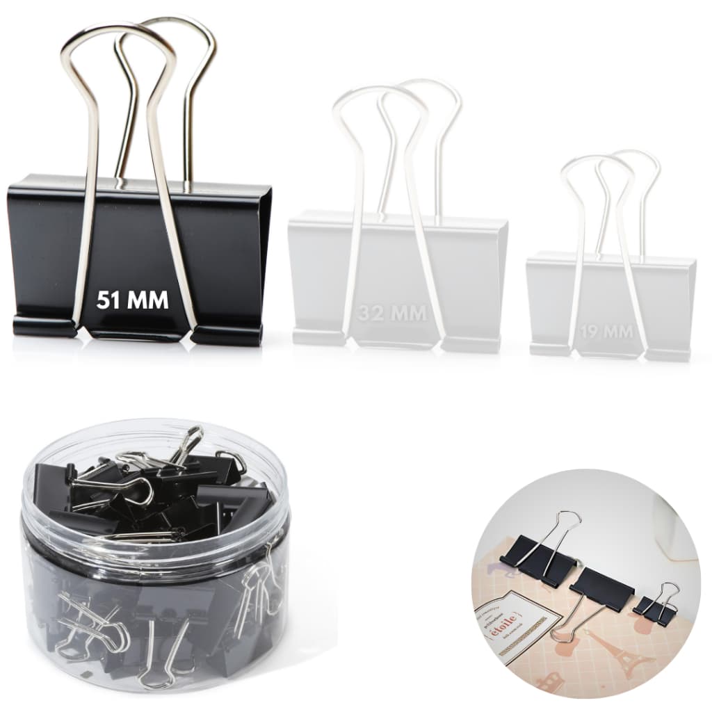 12 Prendedor De Papel Binder Clips Borboleta Grampo Documentos Grande 51mm Anotações Escritório