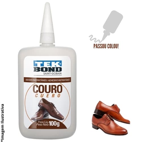 Adesivo instantâneo Tekbond couro 100g, sapatos, borracha, metal, eva, viton, neoprene