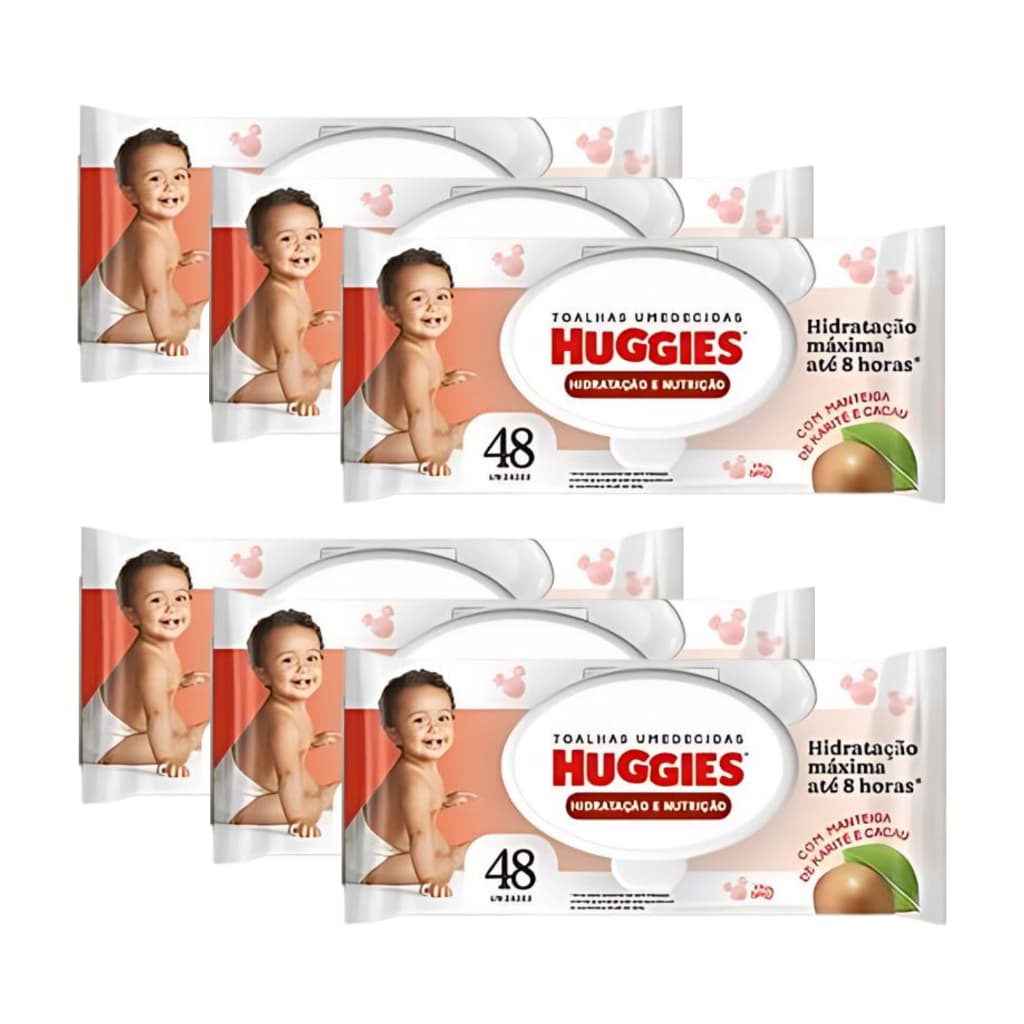 Kit 6x Lenço Umedecida Huggies Hidratação e Nutrição 48un