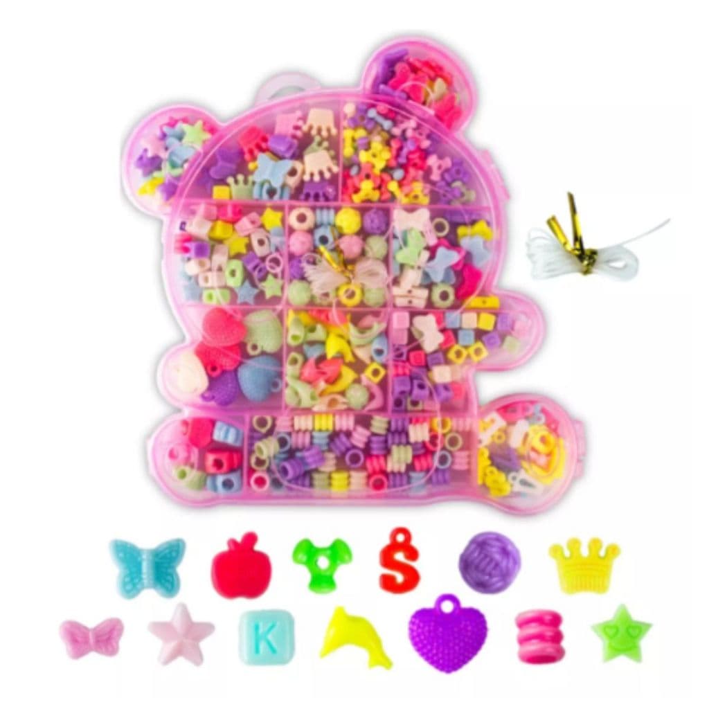 Maleta Ursinho Fábrica Biju Infantil Miçanga Colorida Colar