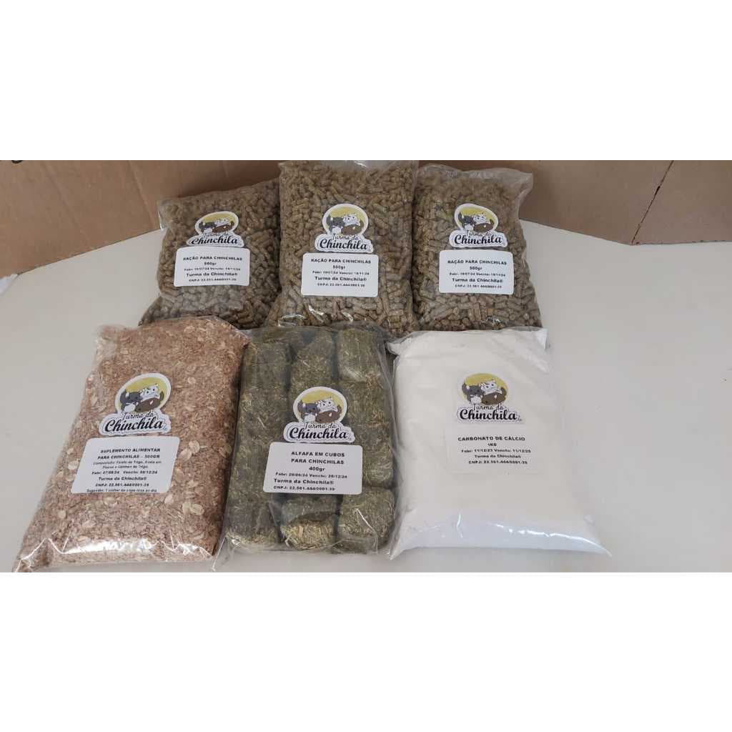 KIT 33 - Kit Turma da Chincila para manutenção de chinchila com alfafa em cubo